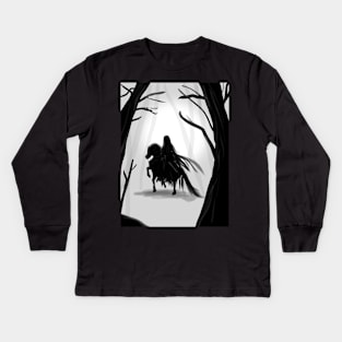 Black rider on a horse | Artprint Kids Long Sleeve T-Shirt